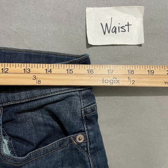 Express Size 10 Dark Wash Stretch Denim Jeans Western Slim Flare Mid Rise 2000s - Picture 8 of 12